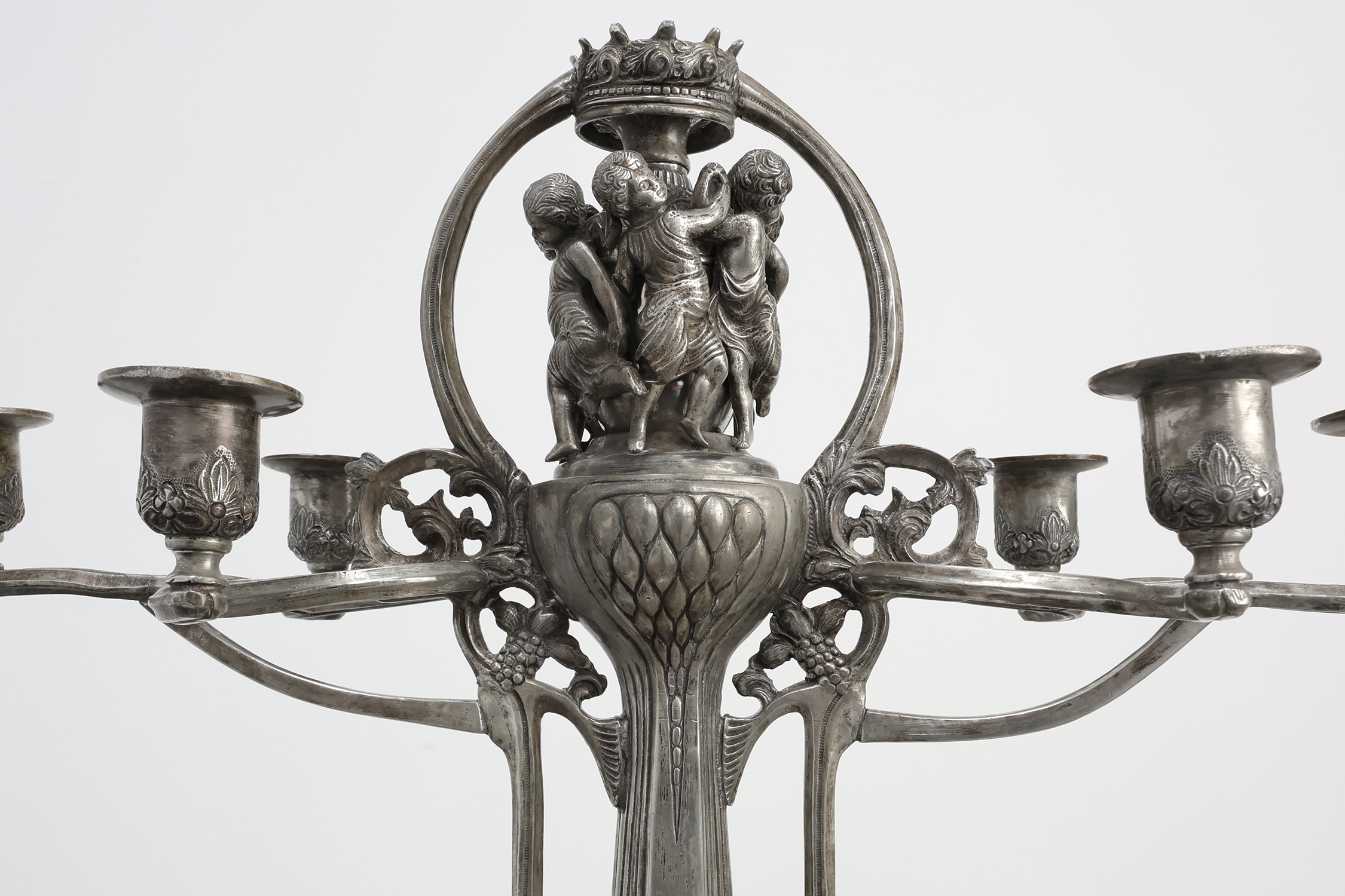 Art Nouveau tin candle holder by Achille Gamba, Italy ca. 1900thumbnail